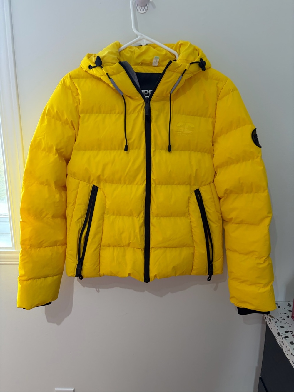 Bright Yellow Puffer Jacket with Hood